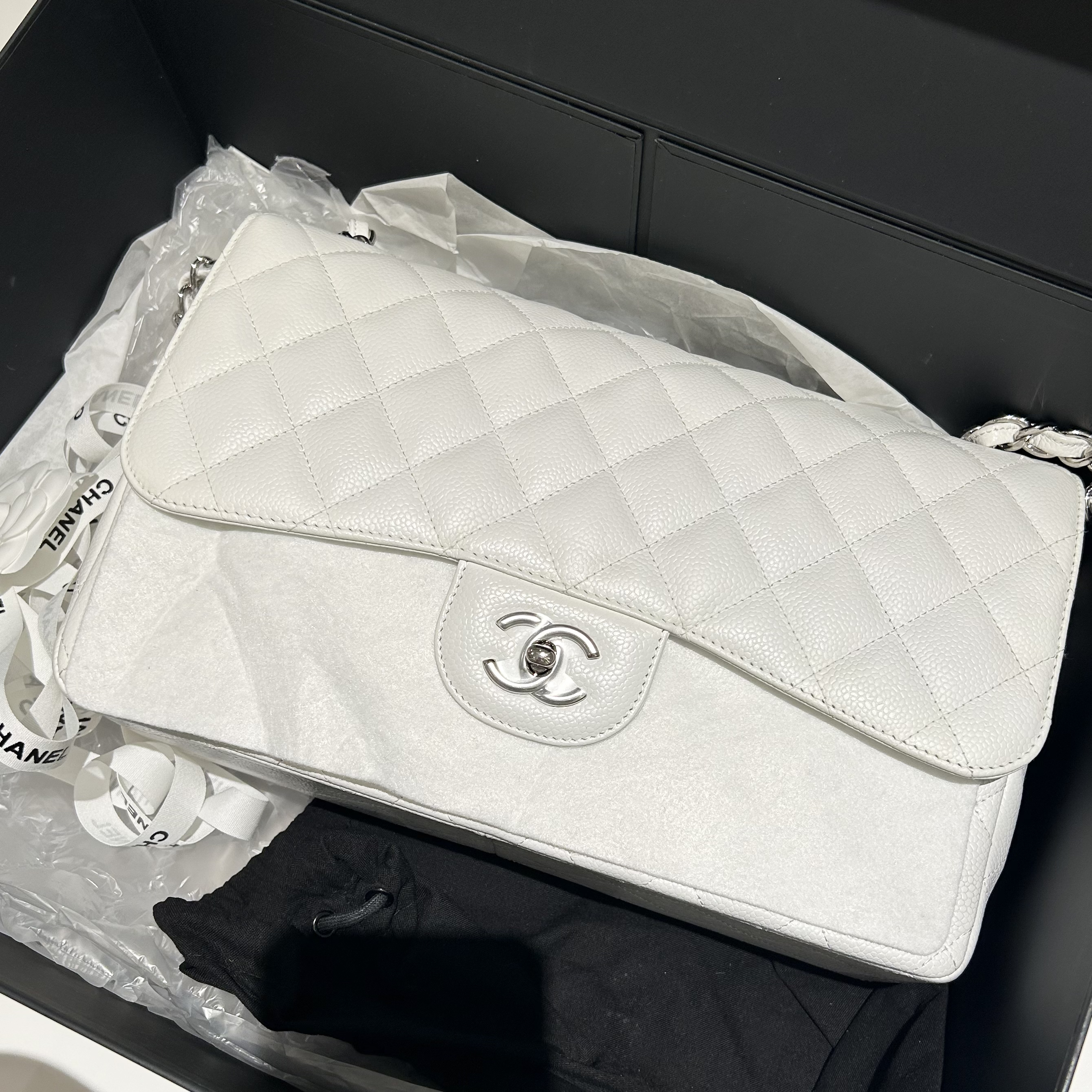 99新 Chanel/香奈儿 多多奢品/香奈儿白银色jumbo/全新包展