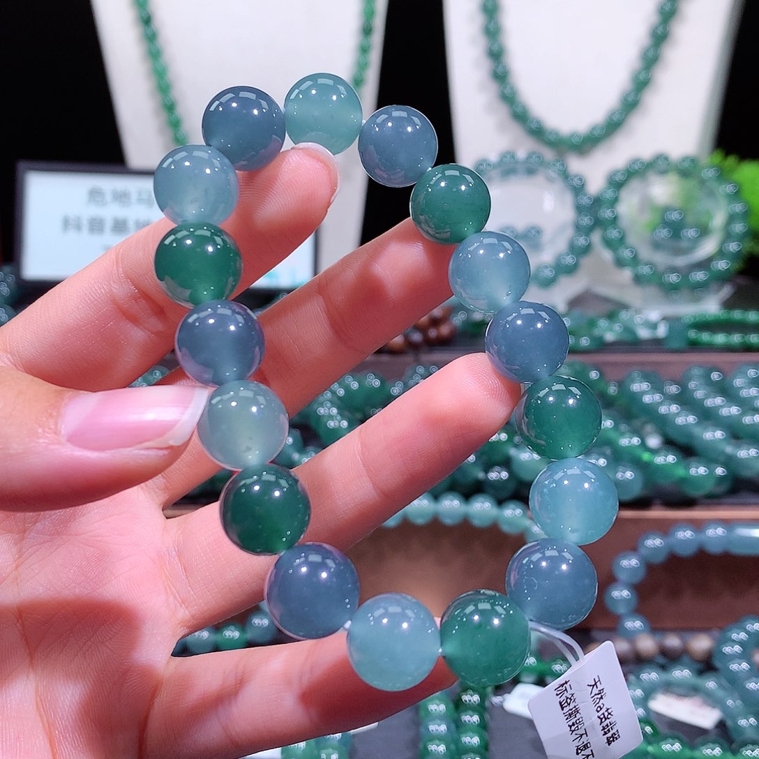 仅***生翡翠未镶嵌手链天然a货翡翠手串12.5