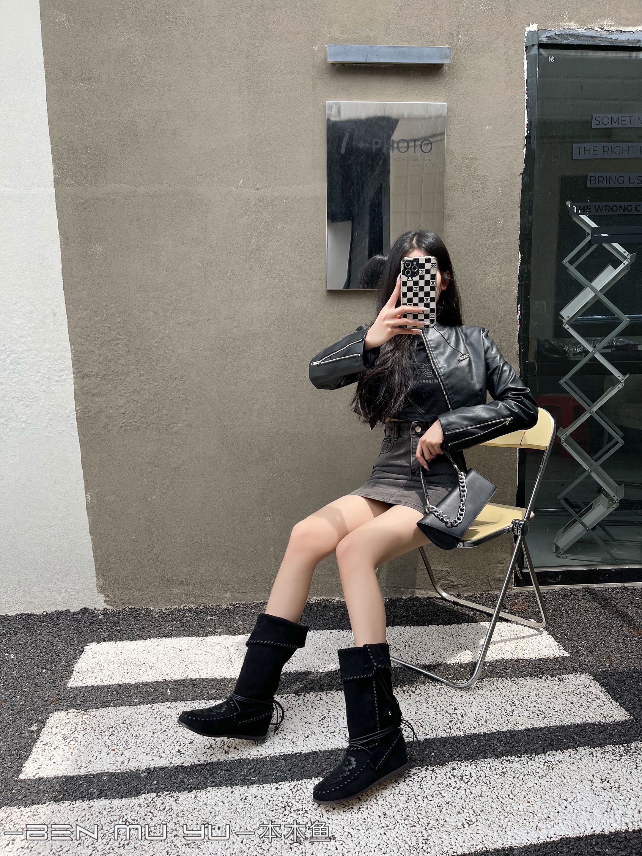时装靴骑士厚底百搭单靴筒靴英伦风系带女鞋女靴