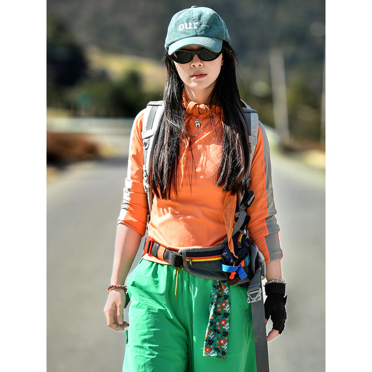 北京森林户外【夏花】原创多巴胺拼色休闲徒步速干衣长袖T恤女式