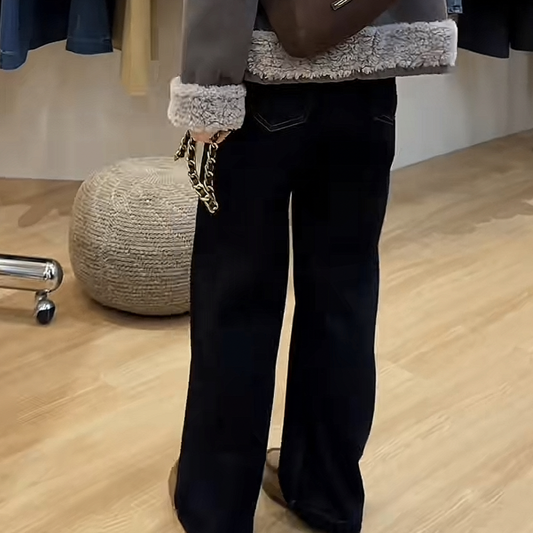 6695魅雅韩系显瘦长腿直筒牛仔裤加绒2025秋冬新款牛仔裤