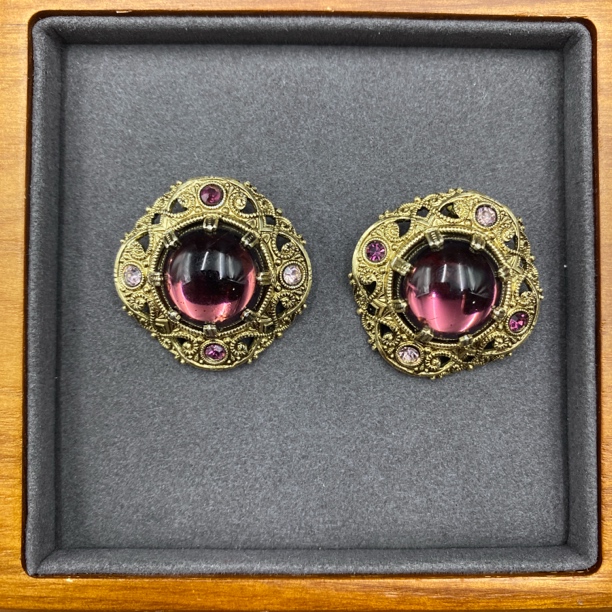 合金胸针 LL 中古首饰vintag West Germany西德琉璃耳夹