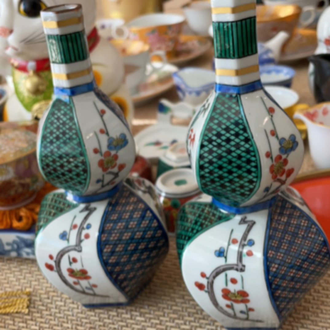 九谷手绘德利壶两只