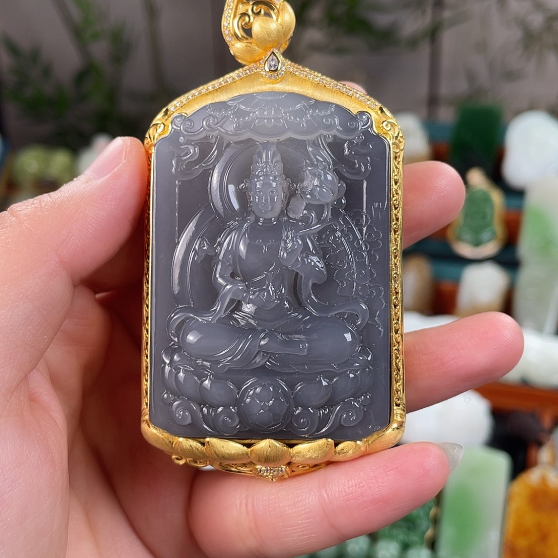 银S925镶嵌和田玉挂件