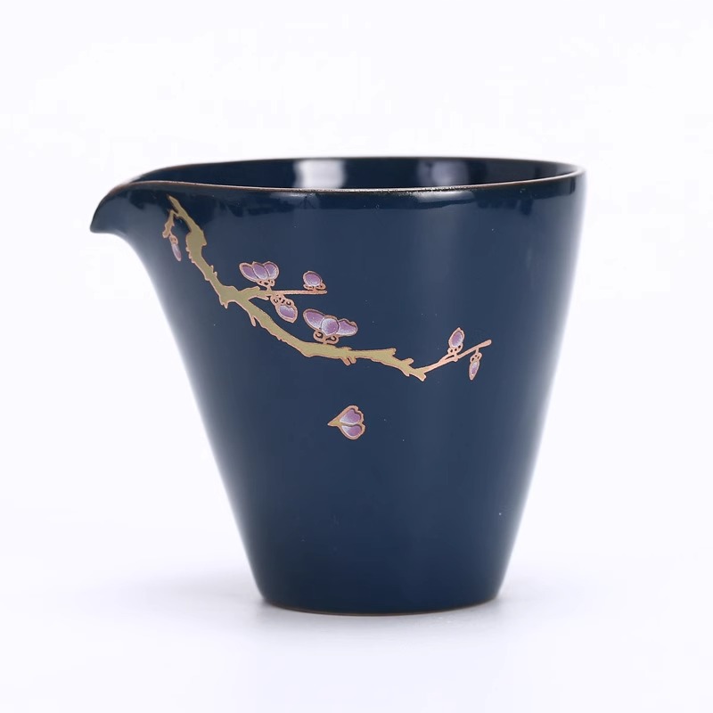 霁蓝公道杯陶瓷泡茶茶海祭蓝六君子家用功夫茶具单过滤分茶器茶漏