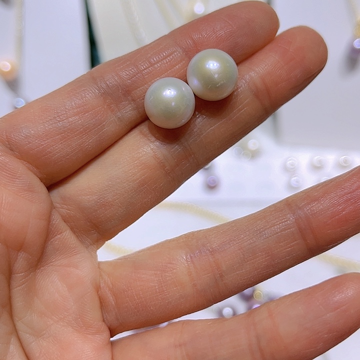 淡水珍珠白珠耳钉90未镶嵌