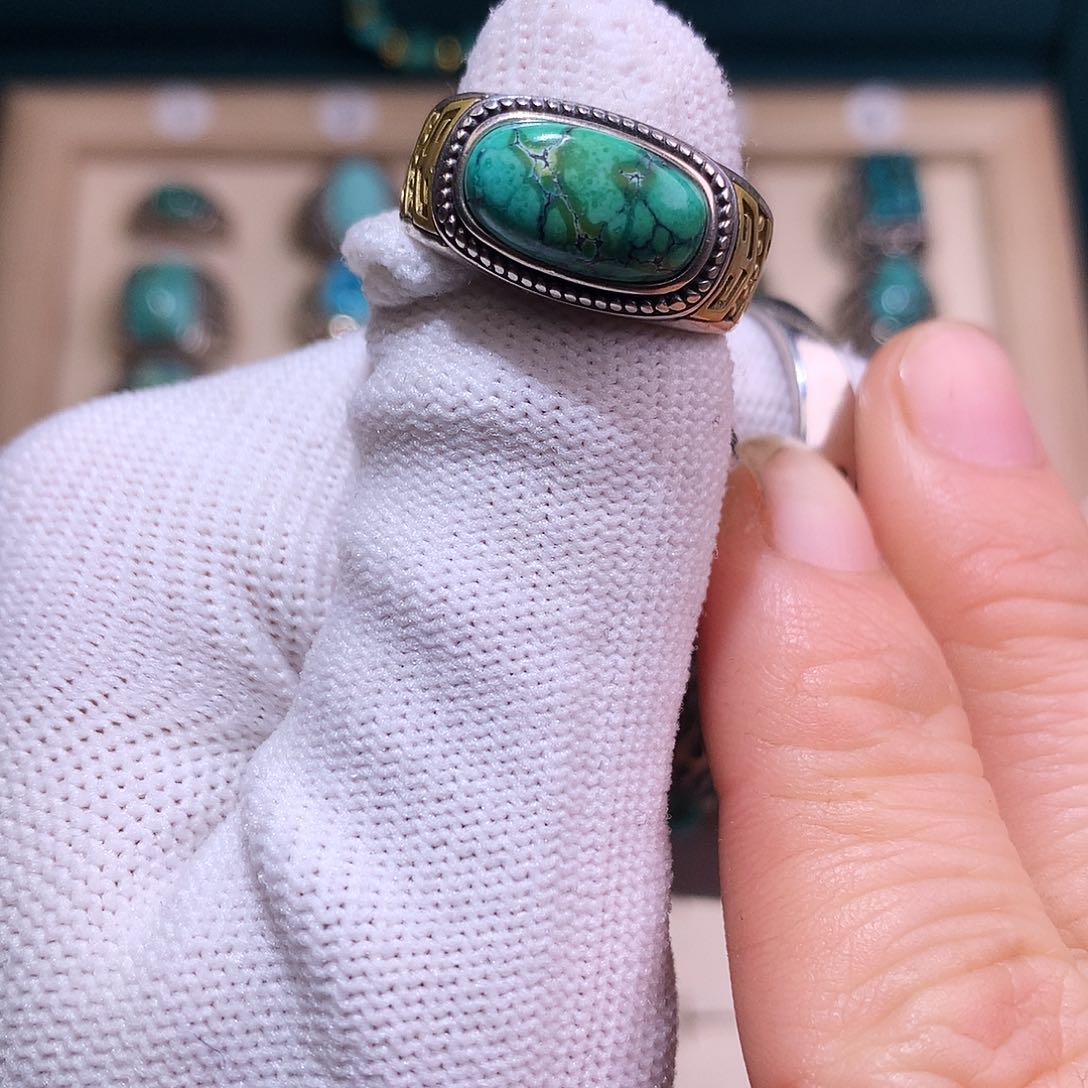 绿松石挂件银S925镶嵌