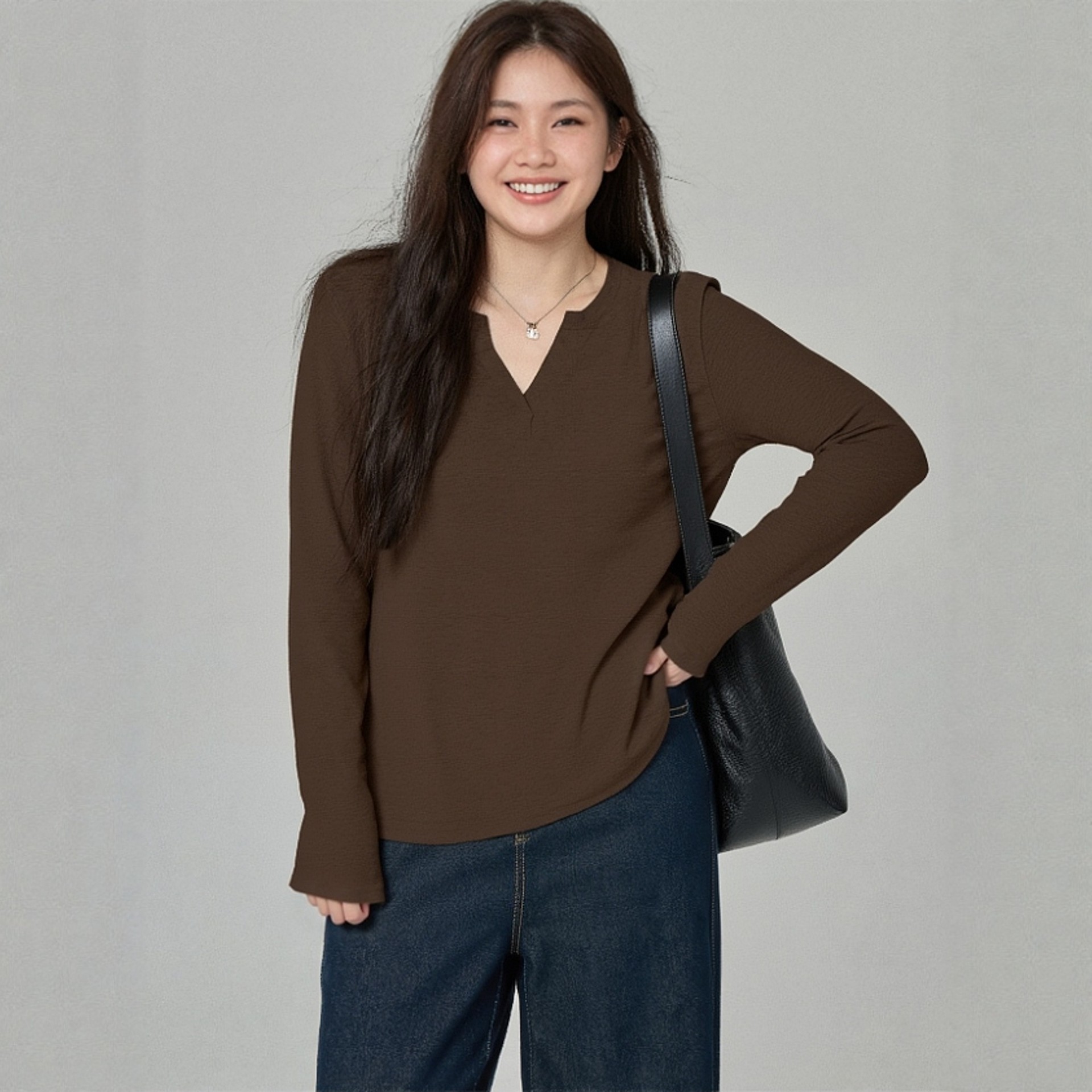 【极简内搭】大码女装上衣秋冬简约美拉德打底软糯240斤胖MMT恤