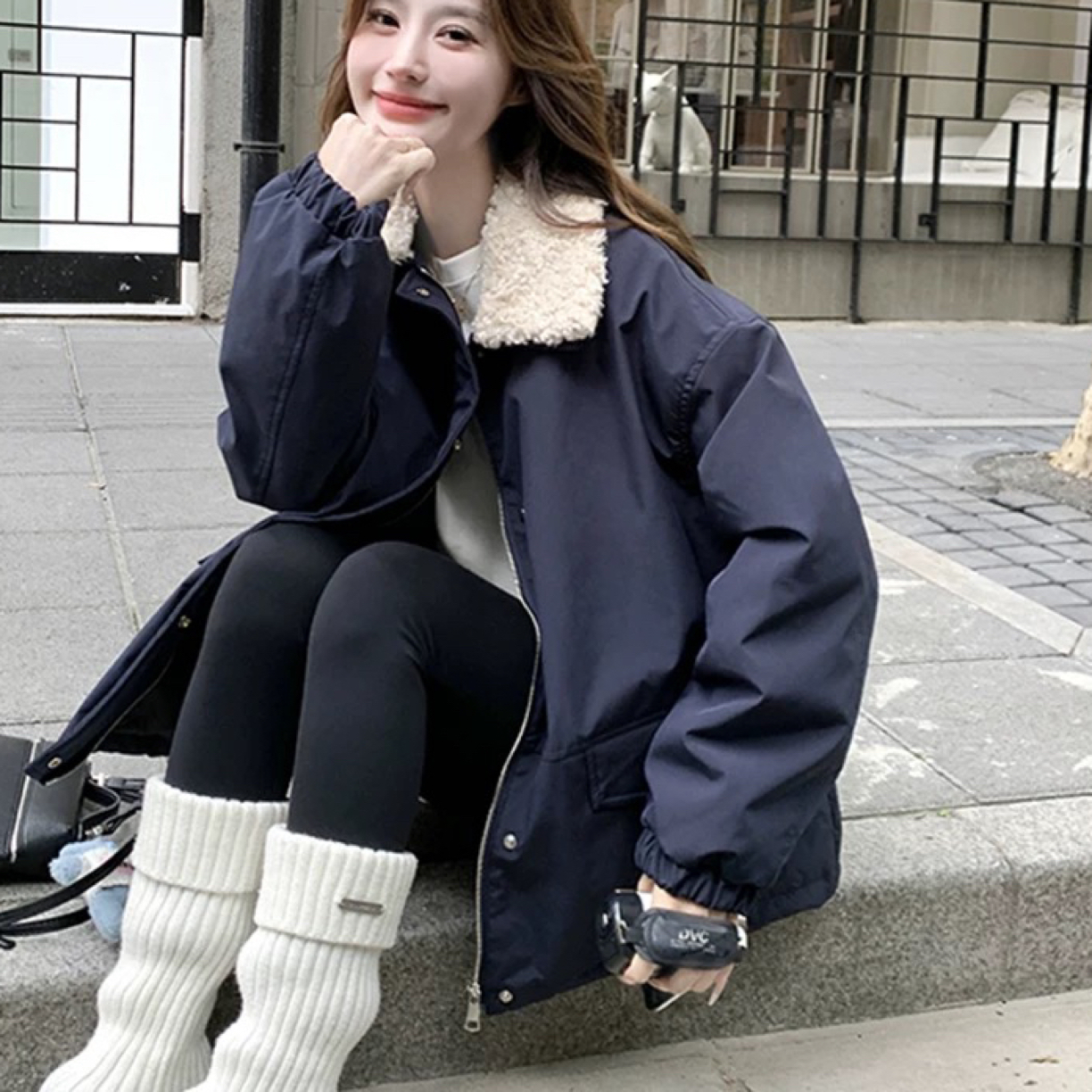 9905羊羔毛派克服女小个子韩版女士棉服外套