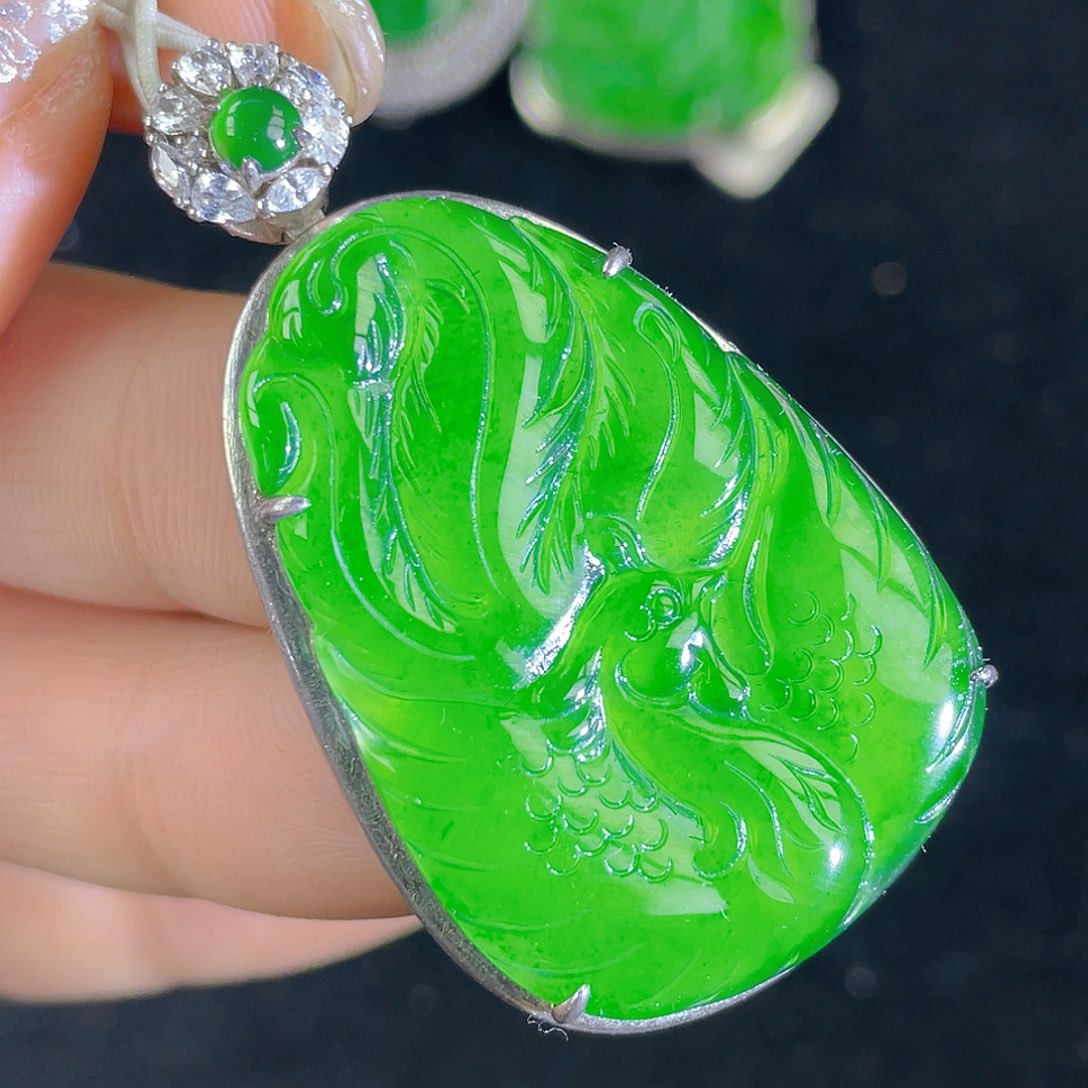 翡翠吊坠(不含链)银S925镶嵌