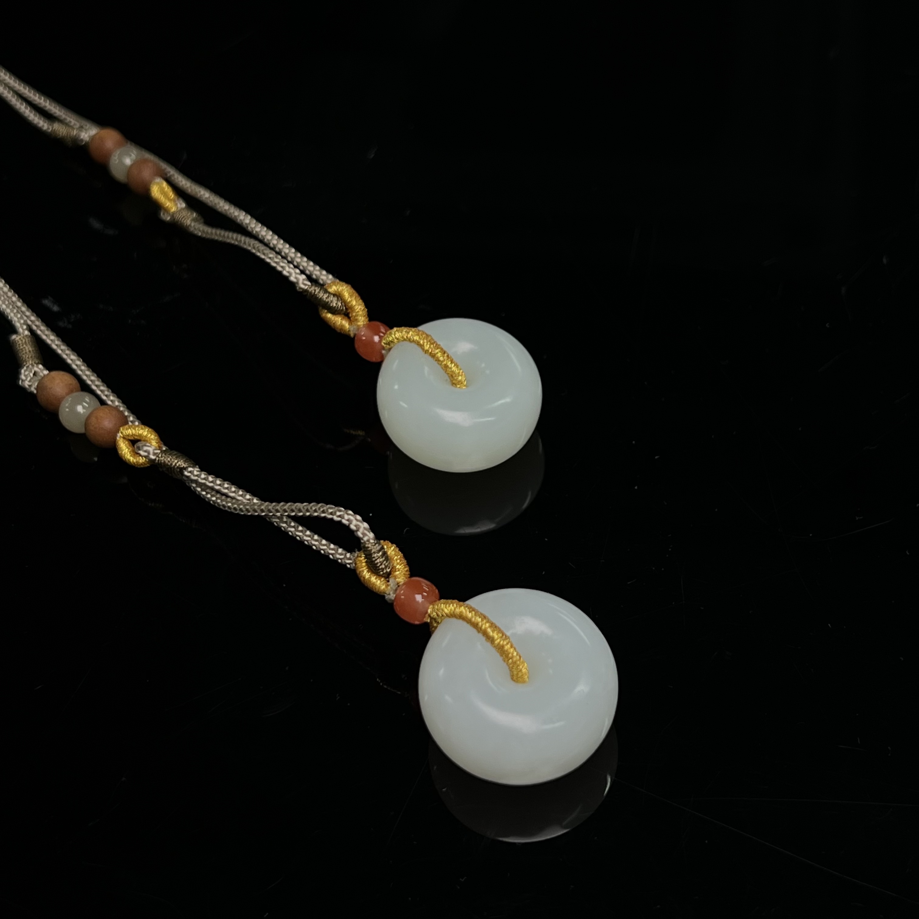 【北野珠宝】纯天然和田玉白玉平安扣吊坠B264H-18多样性发23*13mm+