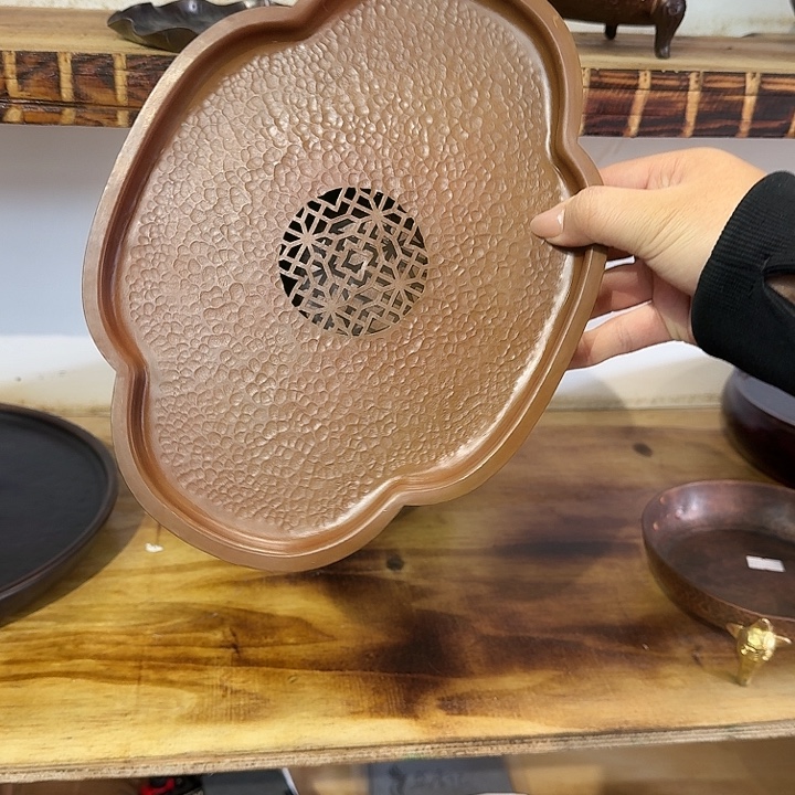 胡***艺紫铜手工制作海棠壶承