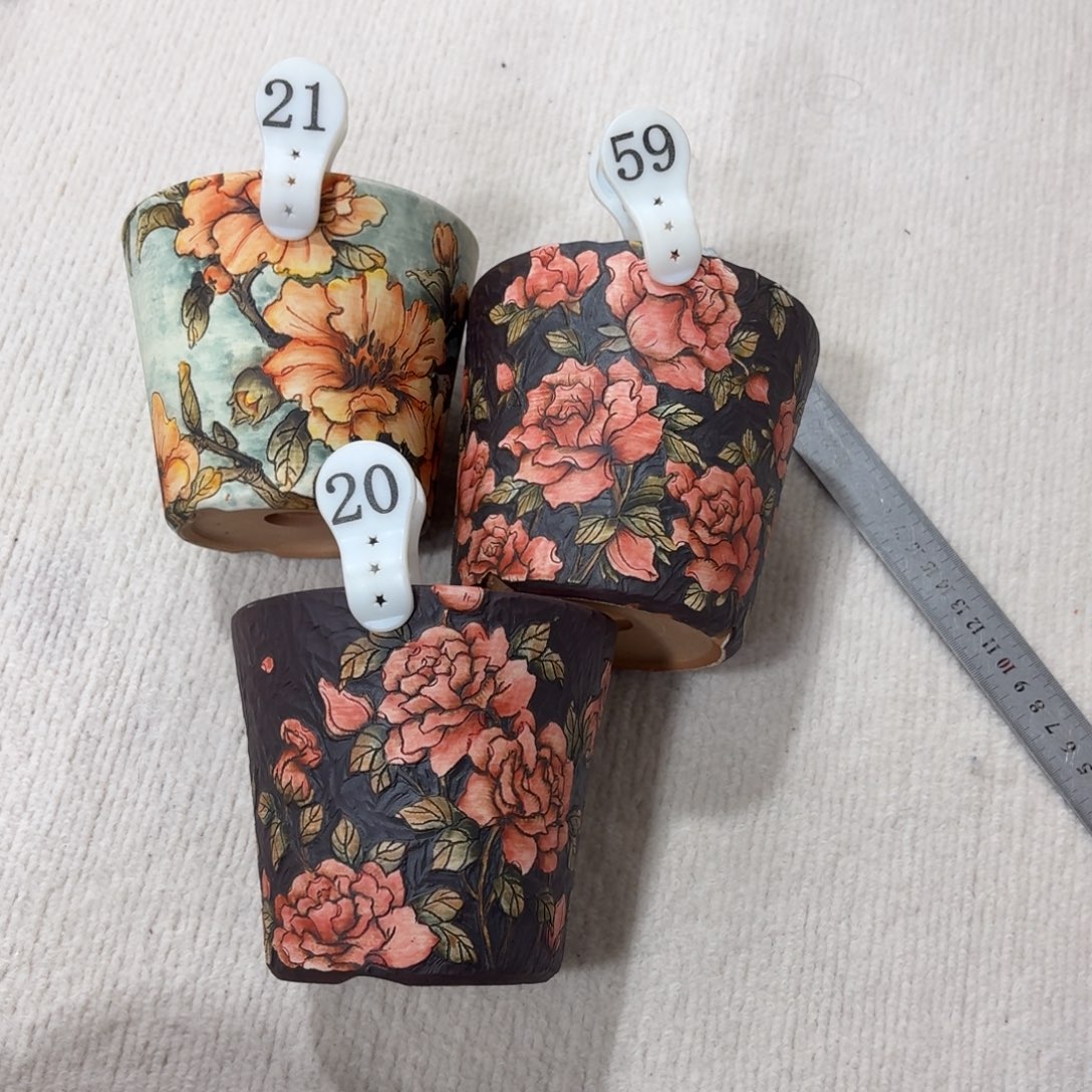 风***行紫砂花盆陶瓷多肉花盆微瑕