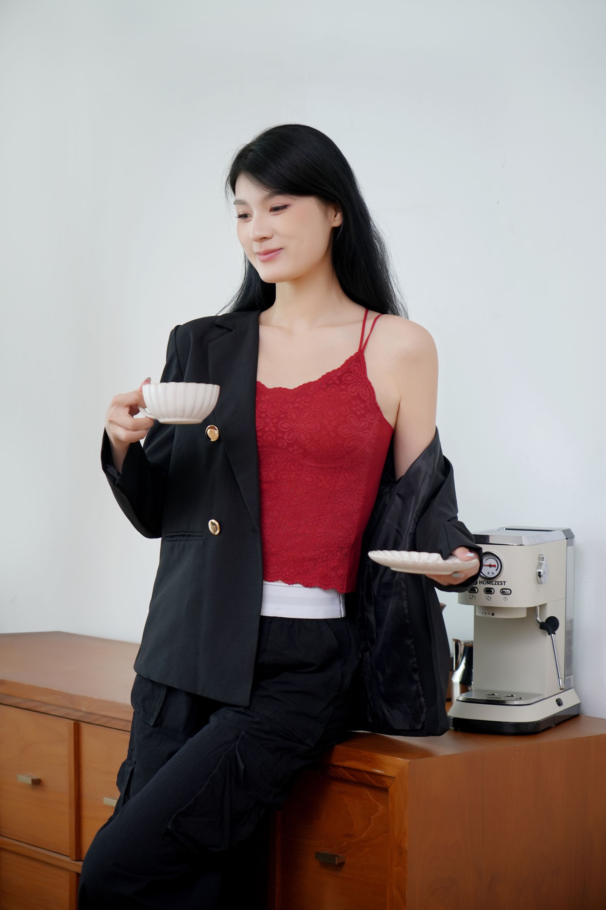 休闲植物花卉吊带背心直筒型打底蕾丝6858#