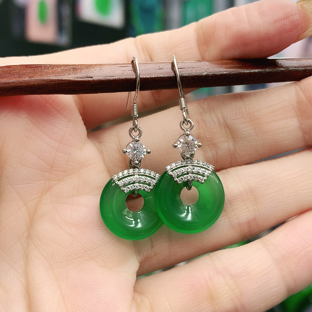 银S925镶嵌耳坠玛瑙/玉髓