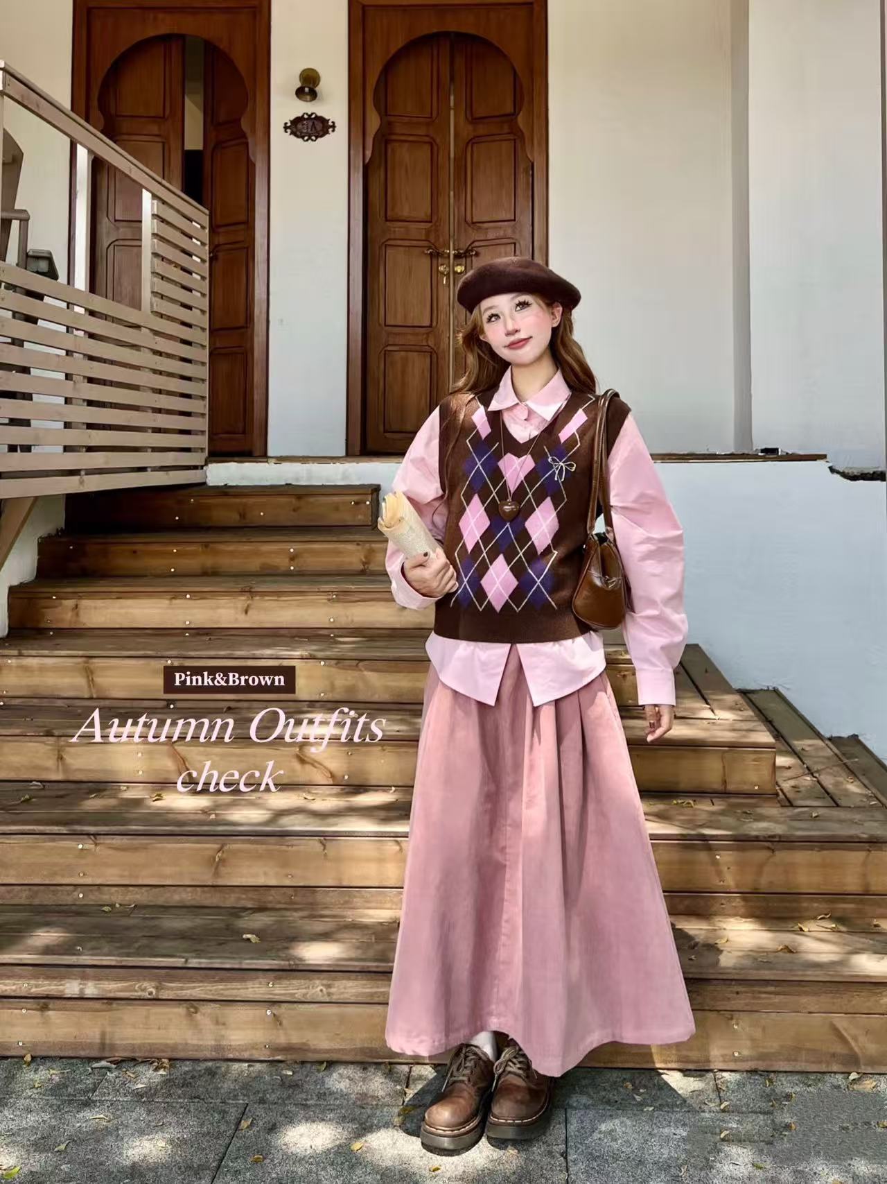 201-250秋冬款韩版百搭复古费尔岛甜美小香毛衣马甲宽松叠穿慵懒