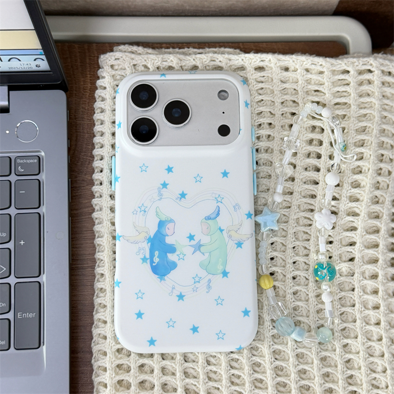 肤感磨卡通可爱小天使+链条适用16promax手机壳iPhone17苹果15/14
