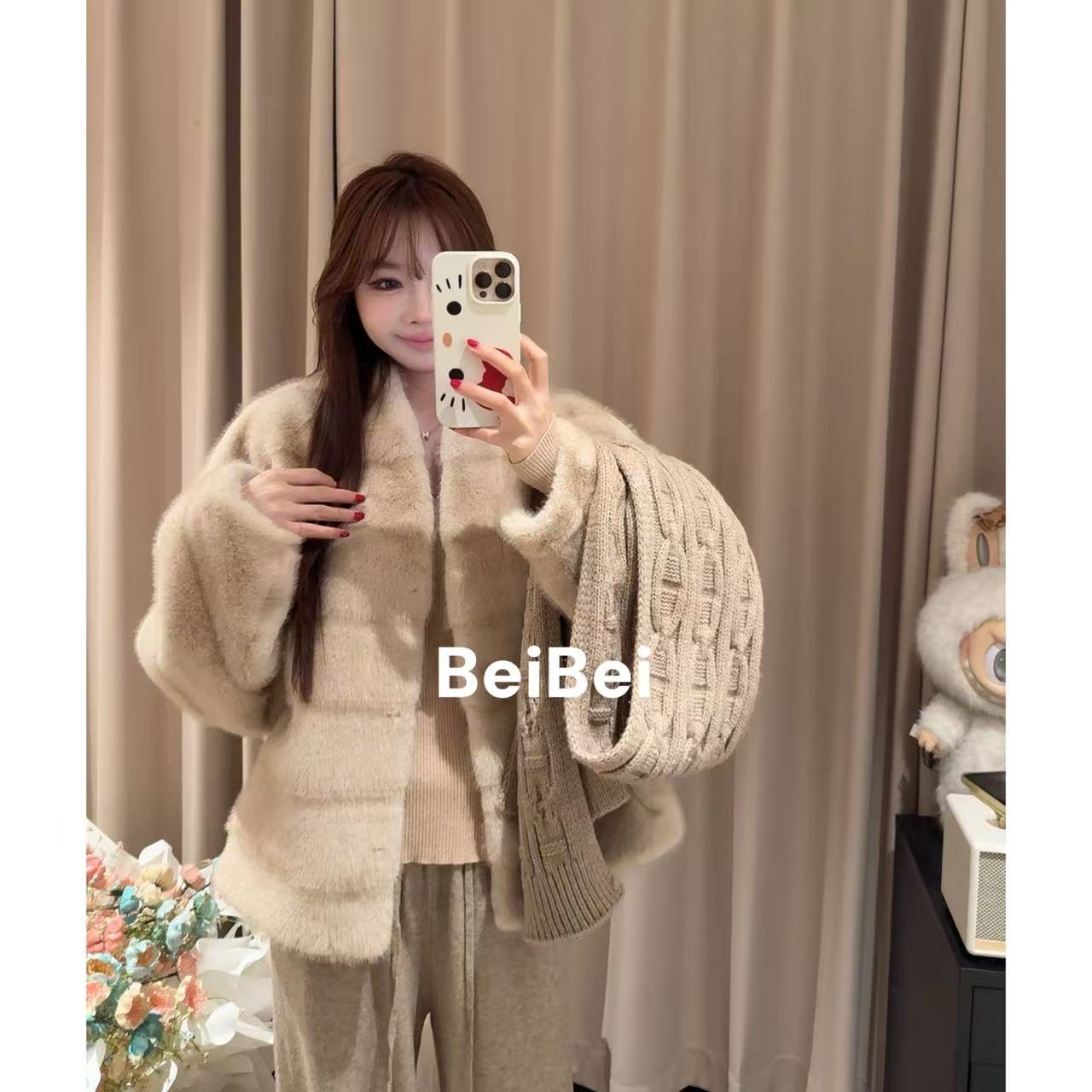  Beibei【悉尼日记】仿水貂环保草草冬季新款保暖毛毛外套