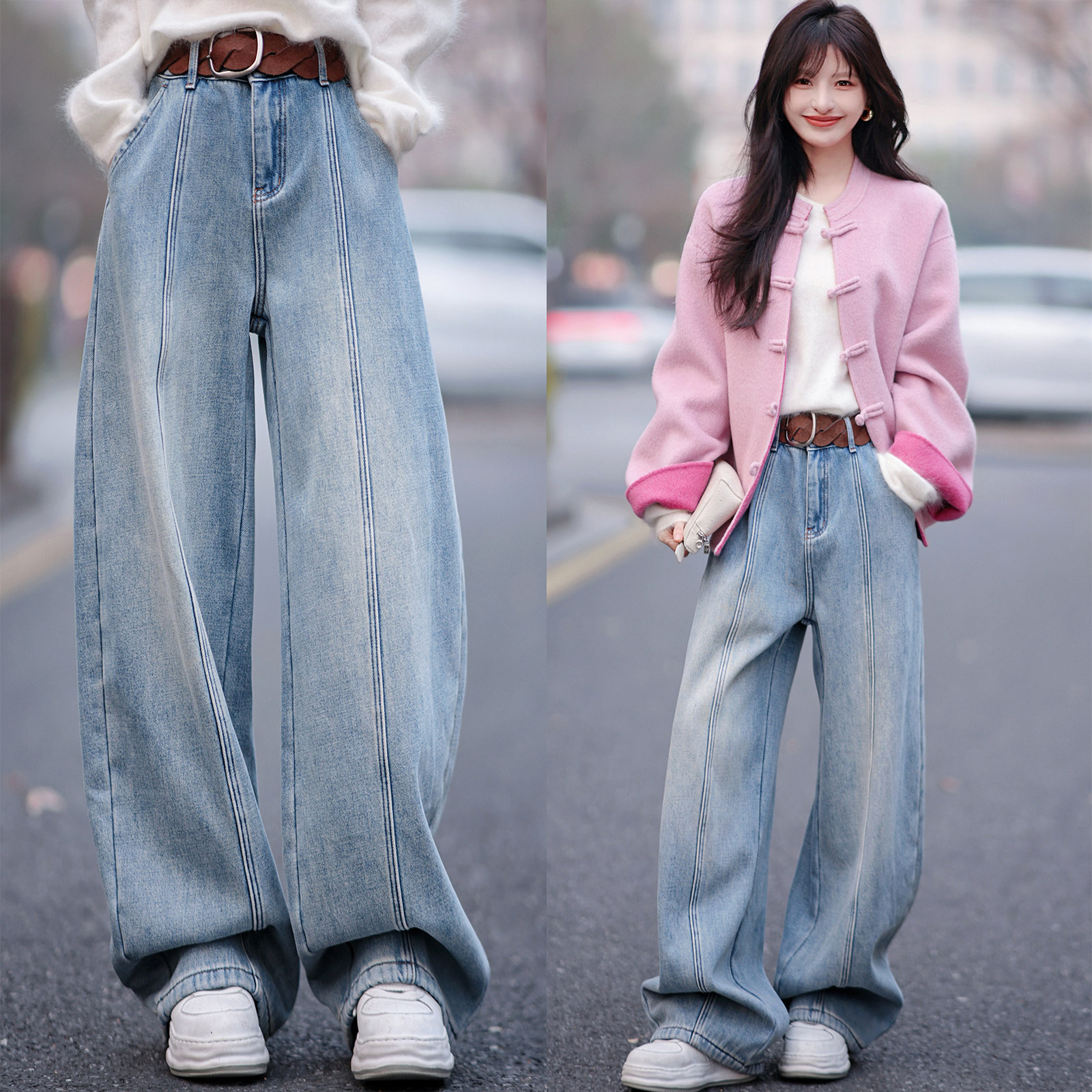 【赵大喜】松弛感加绒牛仔裤 | 加厚 很柔软配腰带