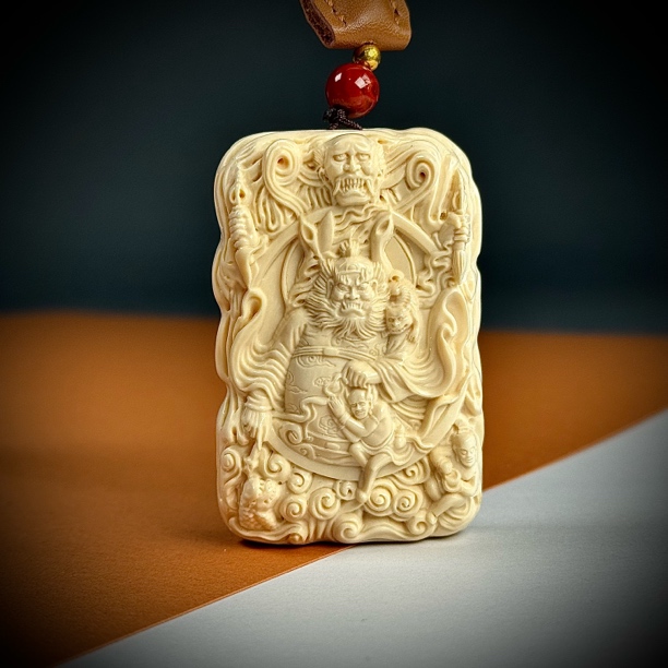 H20-66天然猛犸牙 雕刻钟馗40*61*18mm支持复检假一罚十