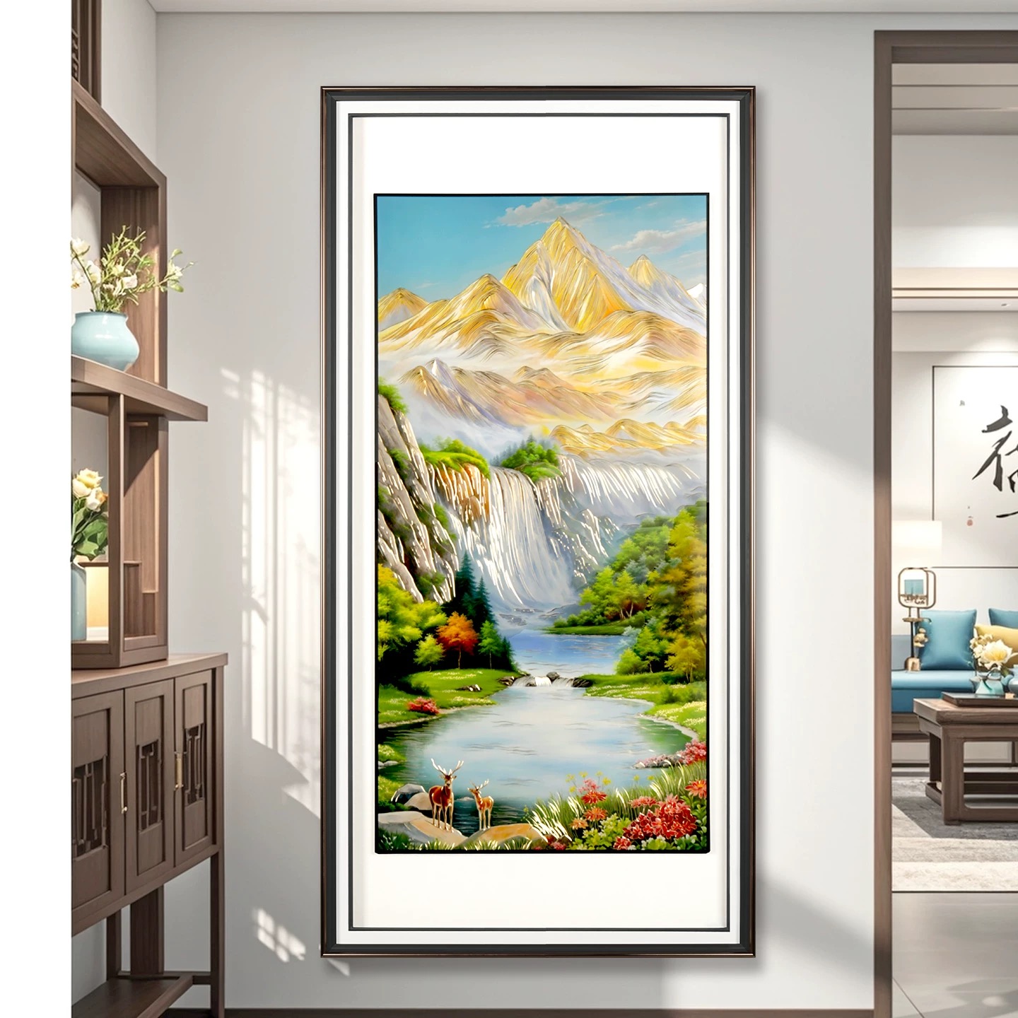 铜小鸭《金山聚宝盆》手工雕刻装饰画 玄关过道 走廊背景装饰画