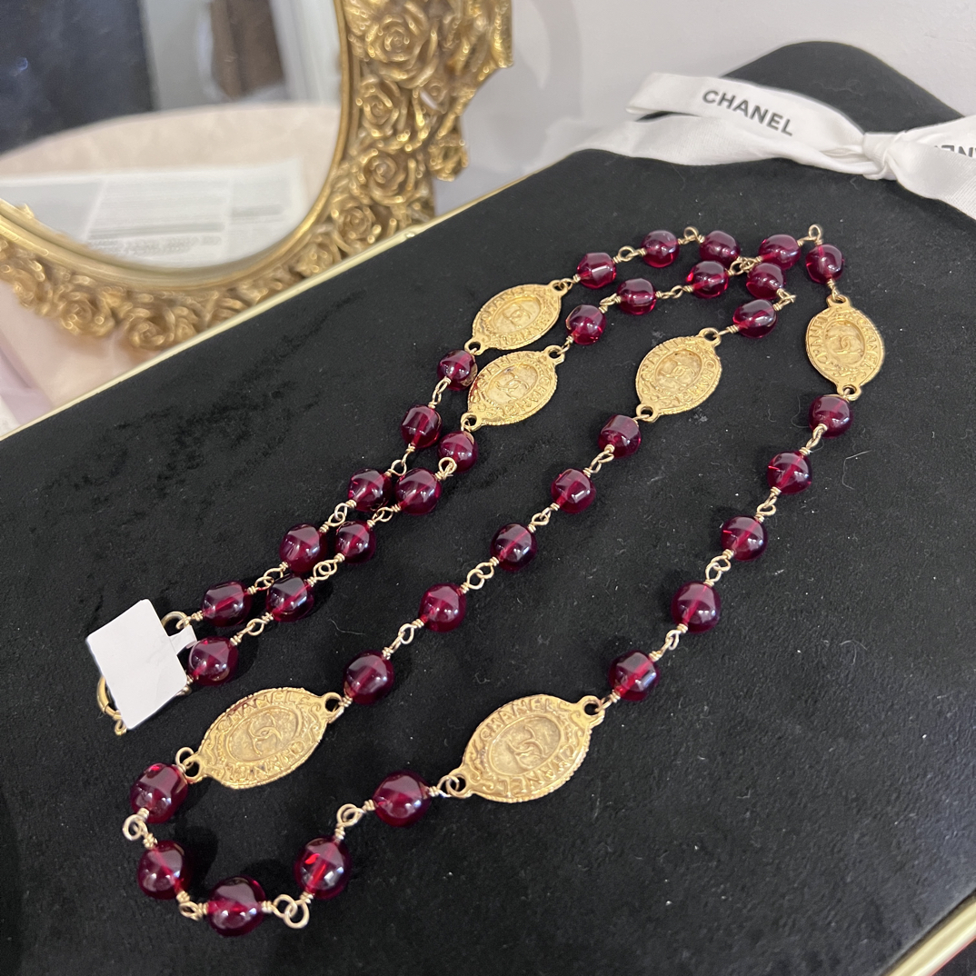 95新 Chanel/香奈儿 香奈儿红琉璃项链