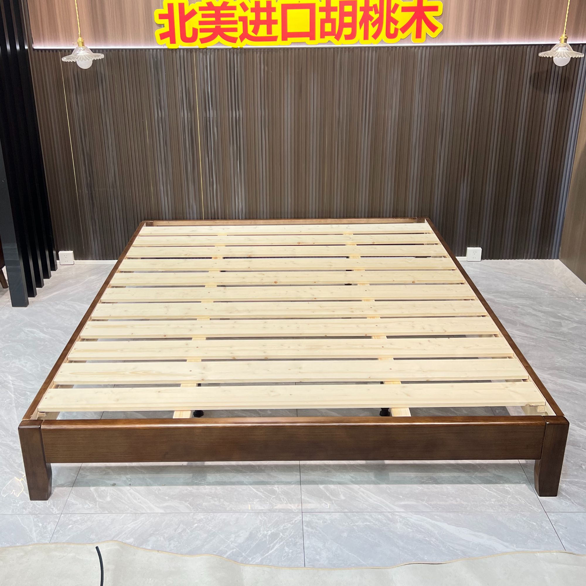 无床头榻榻米【厂家批发】胡桃木实木床主卧1.8m双人1.5m原木新中式