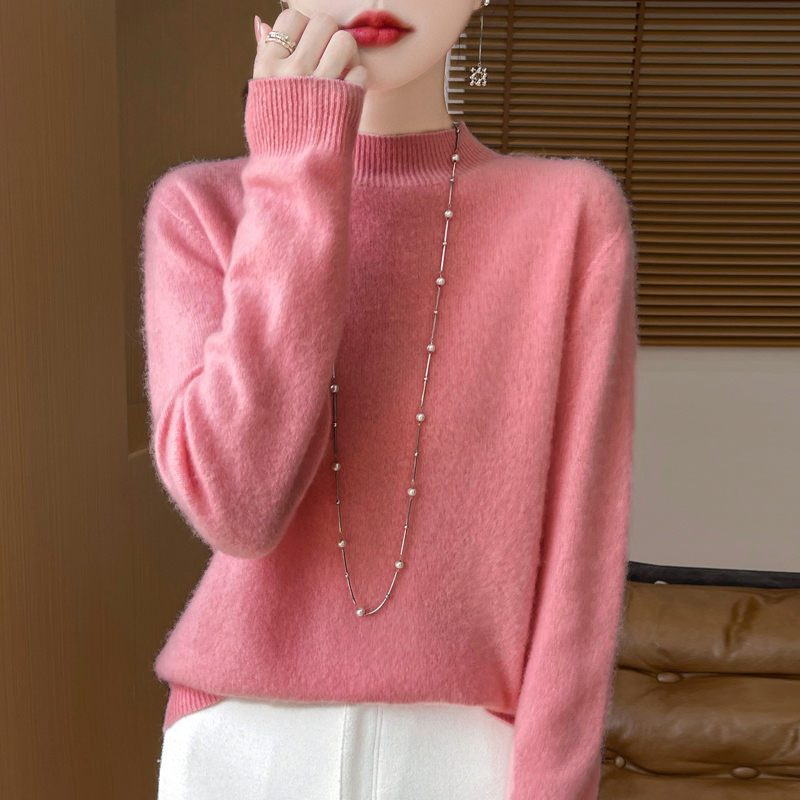 【商场新款一线成衣】超细羊毛衫加厚~女半高领宽松气质显瘦打底衫