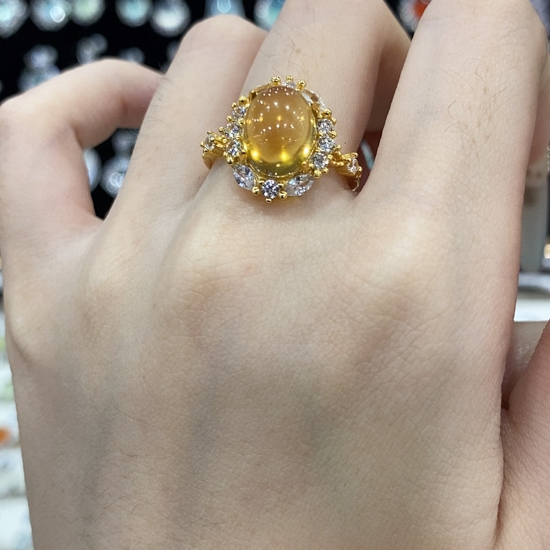 银S925镶嵌戒指黄晶