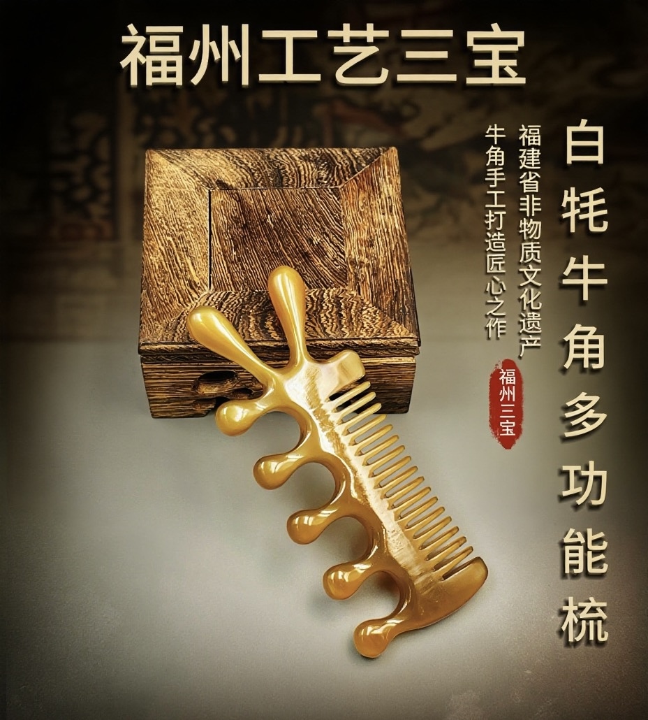 通用包包防脱牦牛角牛角梳防静电发梳按摩梳多功能高贵上档次梳子