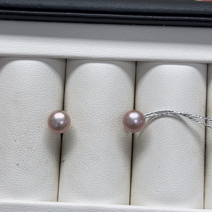 耳饰银S925镶嵌淡水珍珠淡水无核 6-7mm 10号