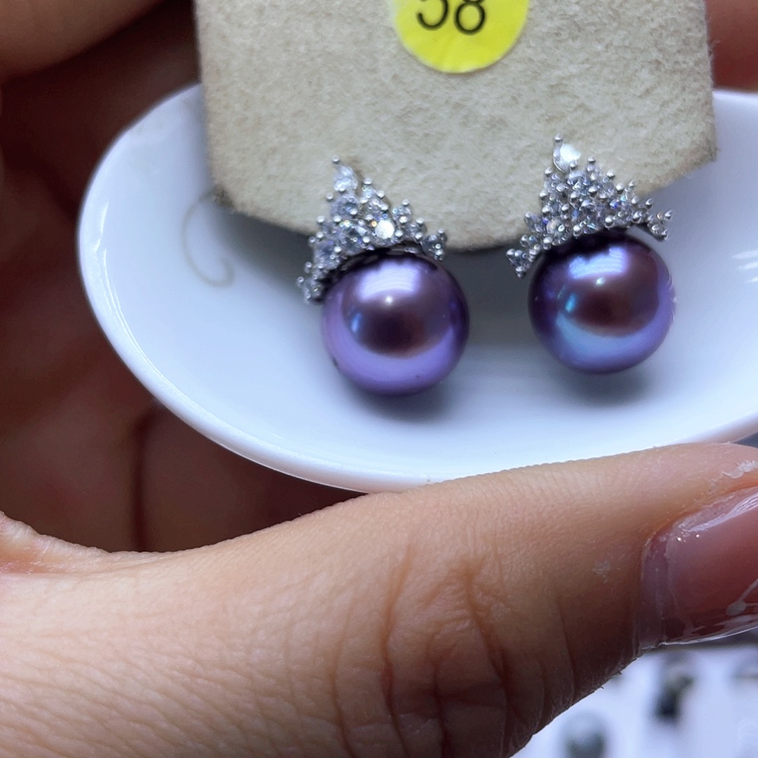 淡水珍珠耳饰银S925镶嵌