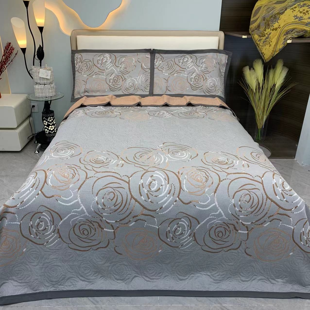 纱布盖毯三件套--蓝色妖姬