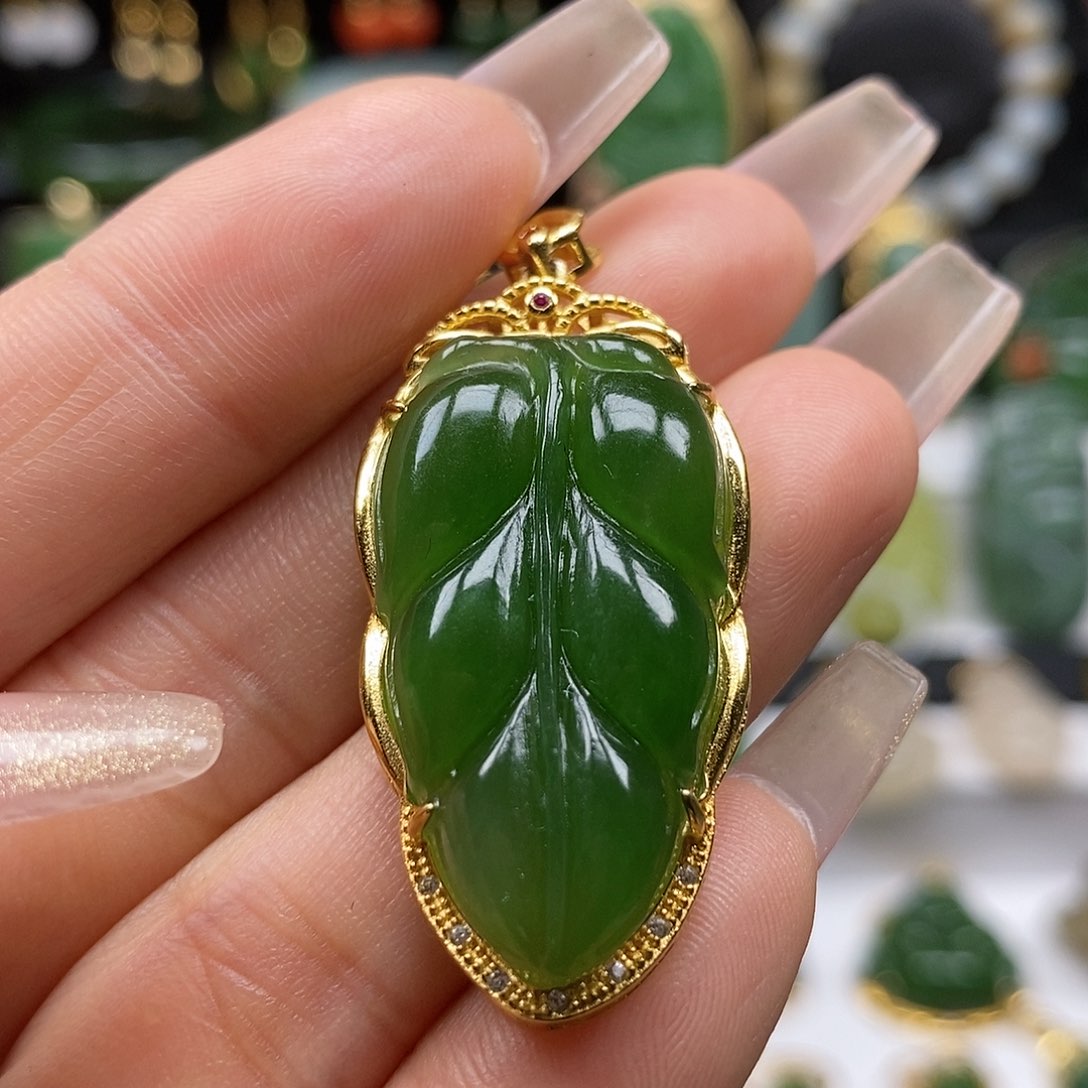 和田玉颈饰银S925镶嵌