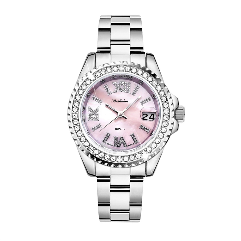 时尚轻奢深海樱花粉贝母女神款夜光防水女表8141专属