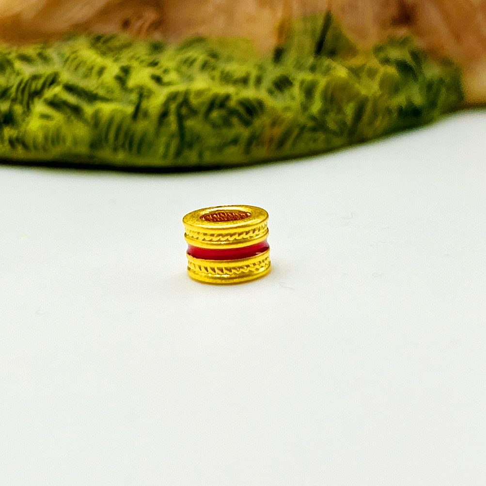 足金999 珐琅顶珠吊坠 黄金首饰A1