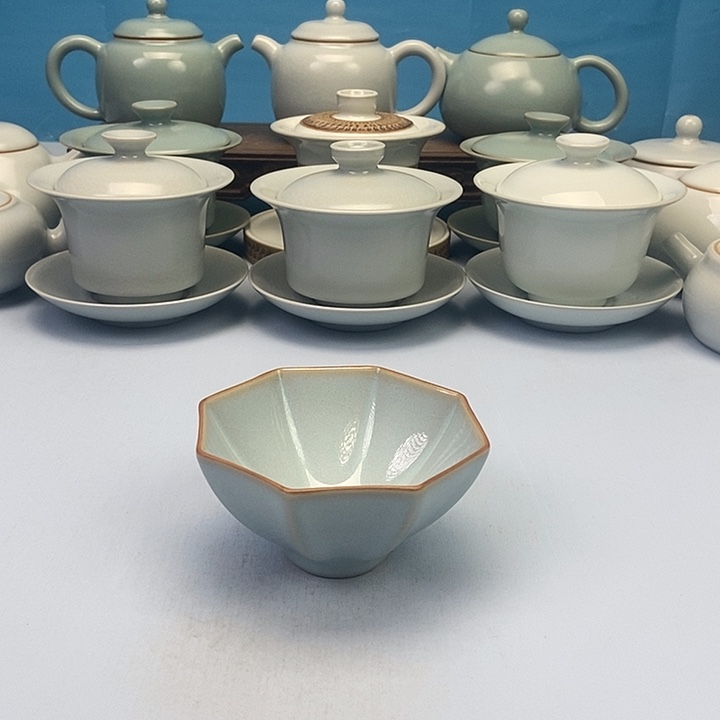 杯微瑕天青八方杯原矿原釉原产地