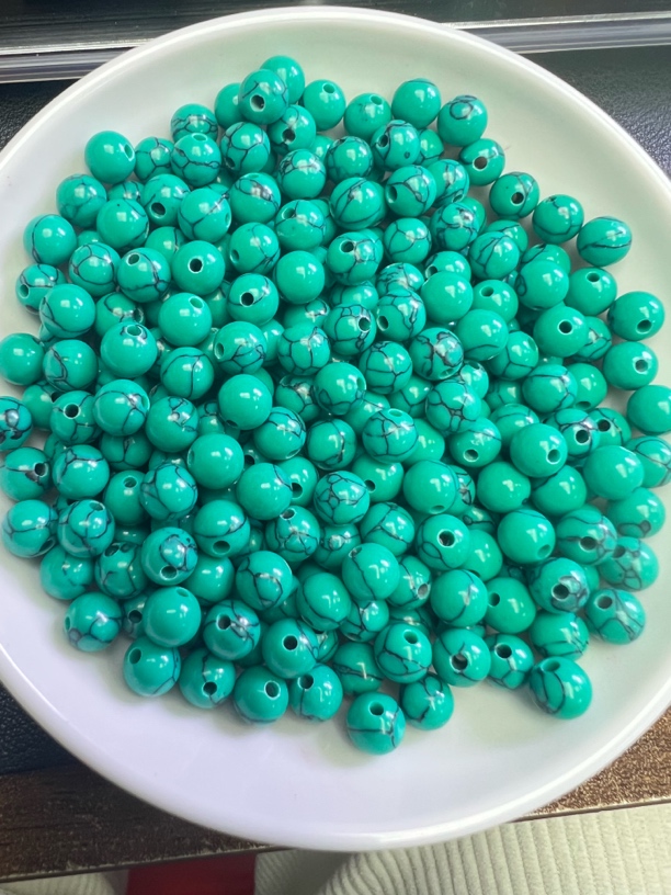 天然珠宝玉石 绿淞散珠Y104 8MM 30颗（赠弹力绳）