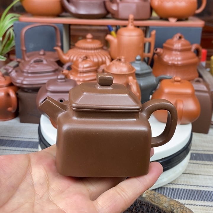 紫砂茶壶四方德钟130cc原矿文革老紫泥特价