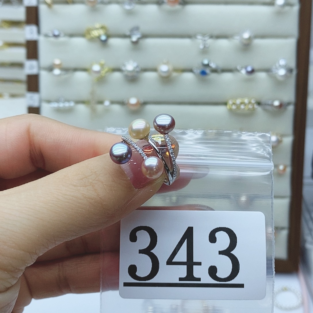 淡水珍珠戒指银S925镶嵌梦*河343