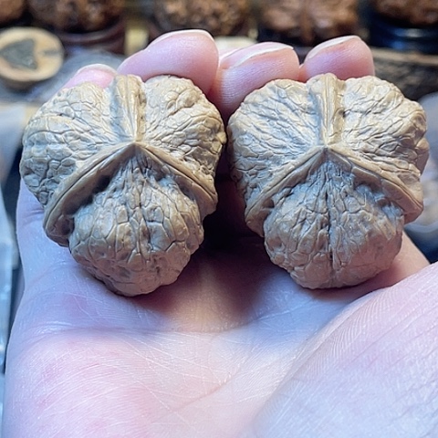 文玩核桃把件碟桩玉璧带彩39