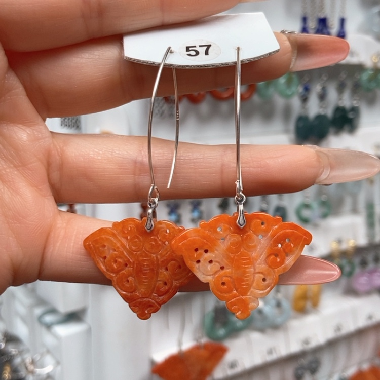 【闪购商品】翡翠耳饰银S925镶嵌优化耳饰