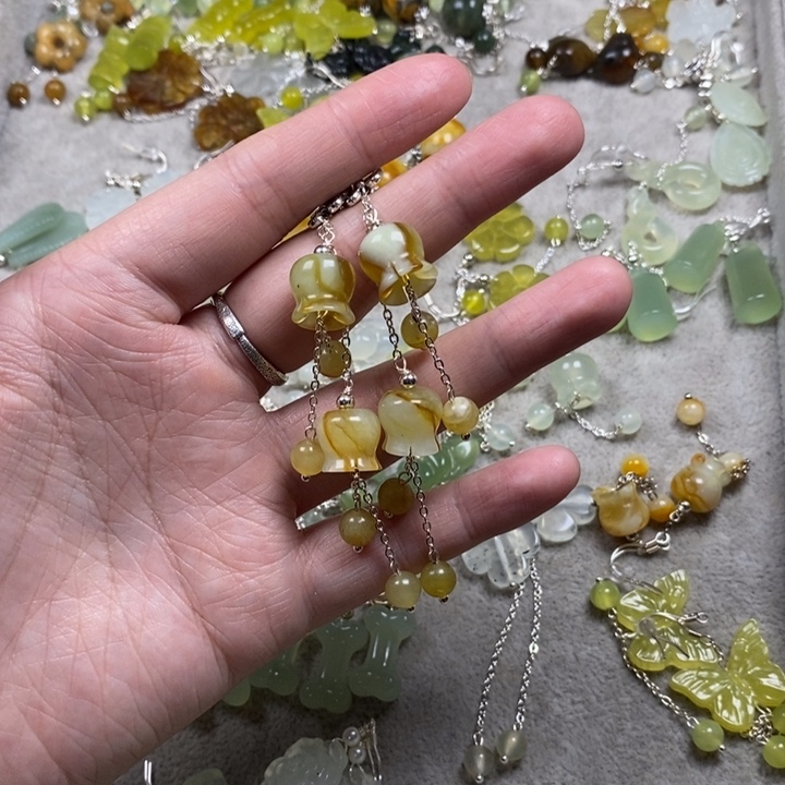 蛇纹石玉未镶嵌挂件耳饰耳环项链