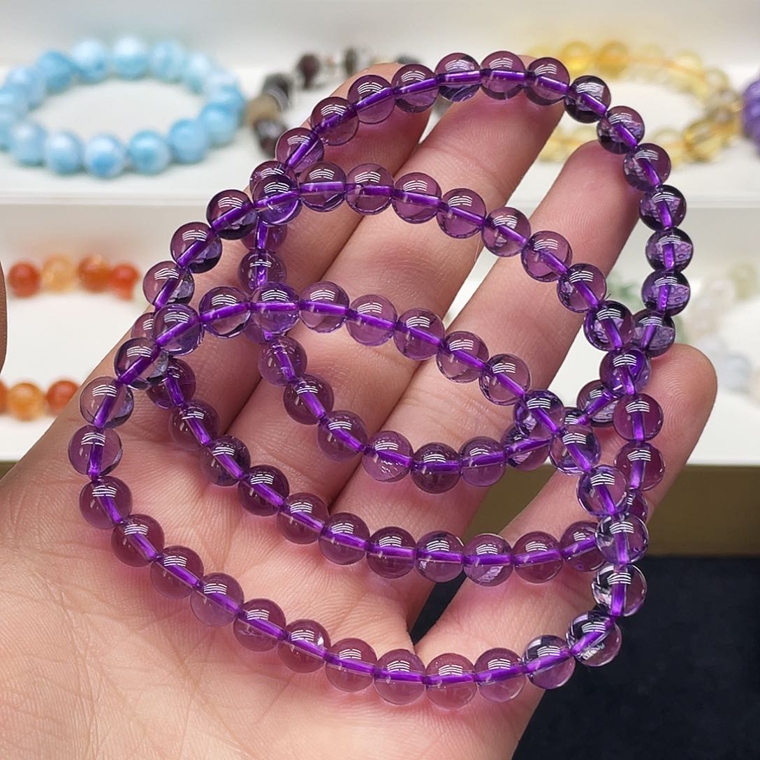 水晶手链未镶嵌巴西紫水晶7.1多样性任发其一