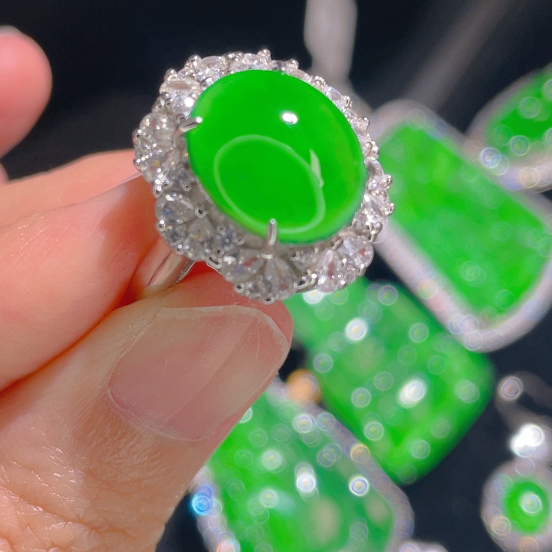 翡翠戒指银S925镶嵌111111111111