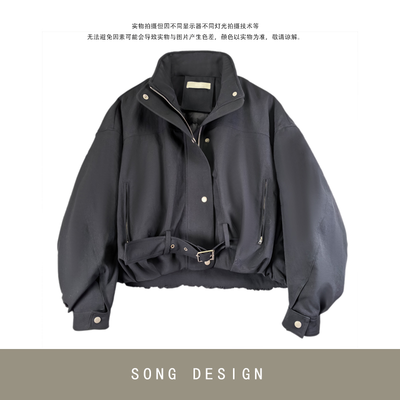 【时代品牌】SONGDESIGN短款设计感立领轻量款韩版羽绒外套insW5800