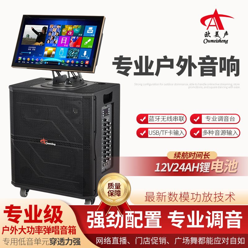 欧美声T10专业版户外大功率演唱音箱便捷乐器演出一体直播音响