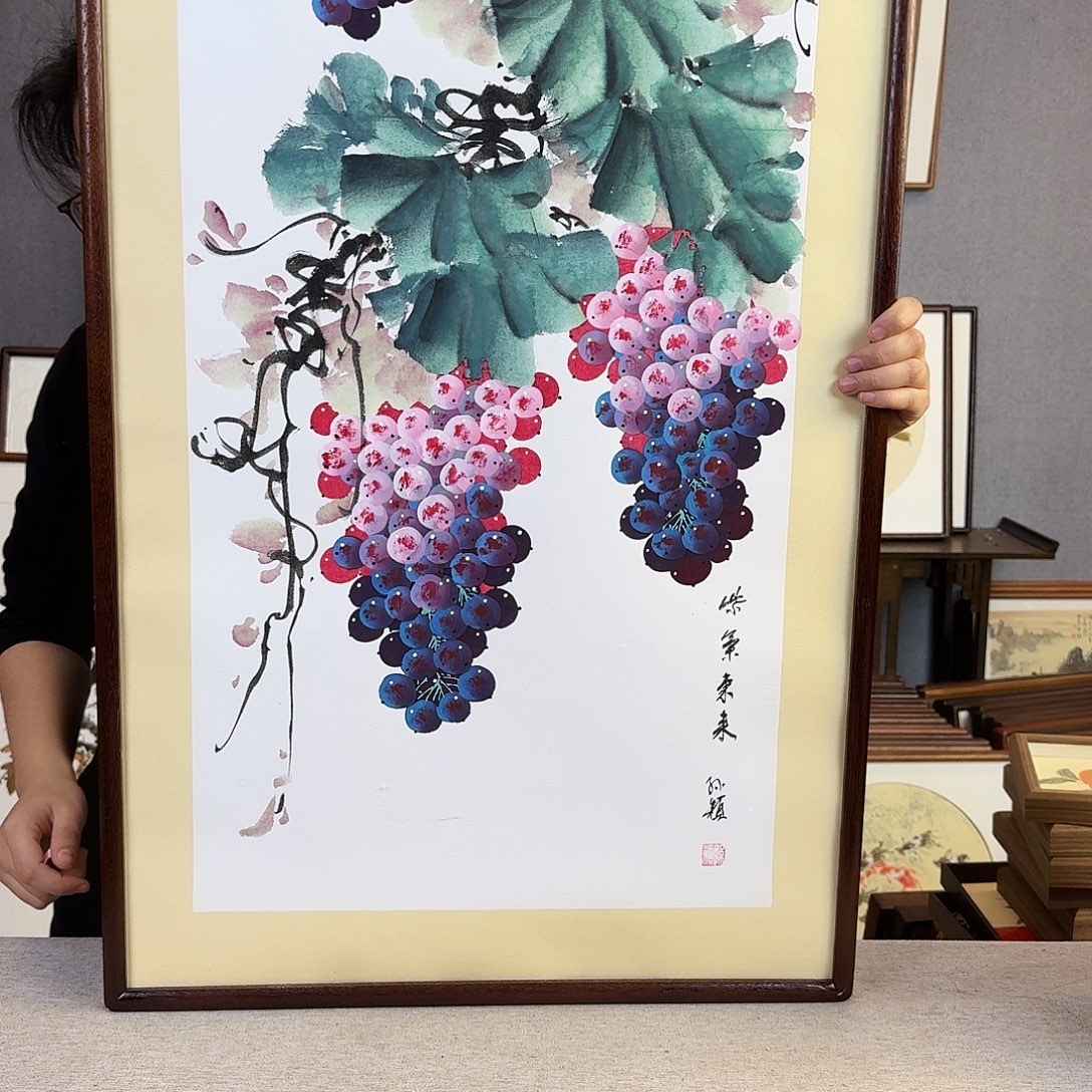 国画手绘带框尺寸：53*103