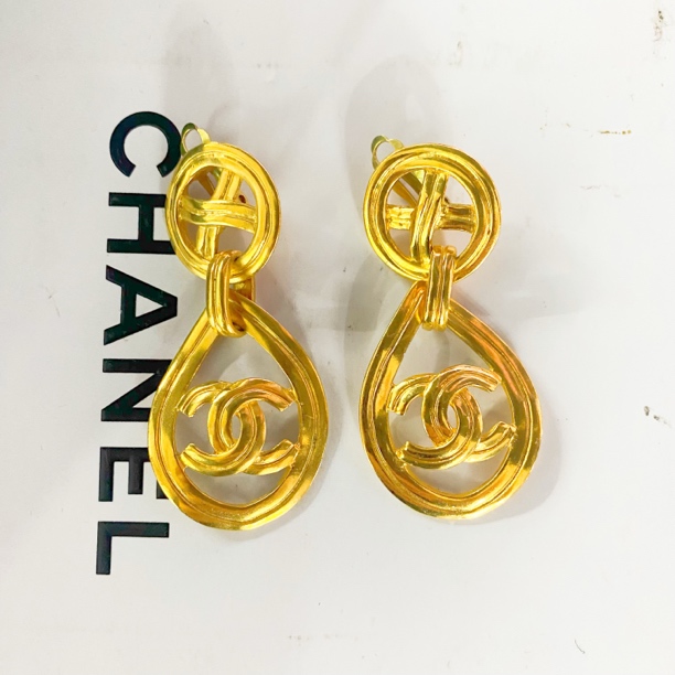 95新 Chanel/香奈儿 Chanel vintage香奈儿中古素金耳夹