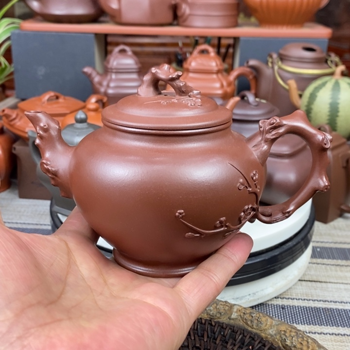 紫砂茶壶梅报春320Cc原矿老紫泥新年特惠价